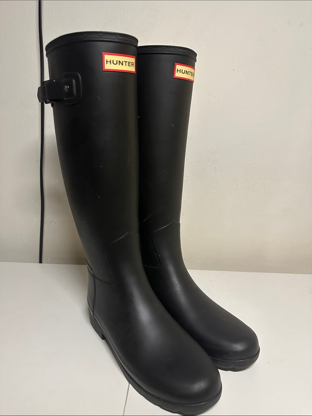 Hunter Black Tall Matte Rain Boots